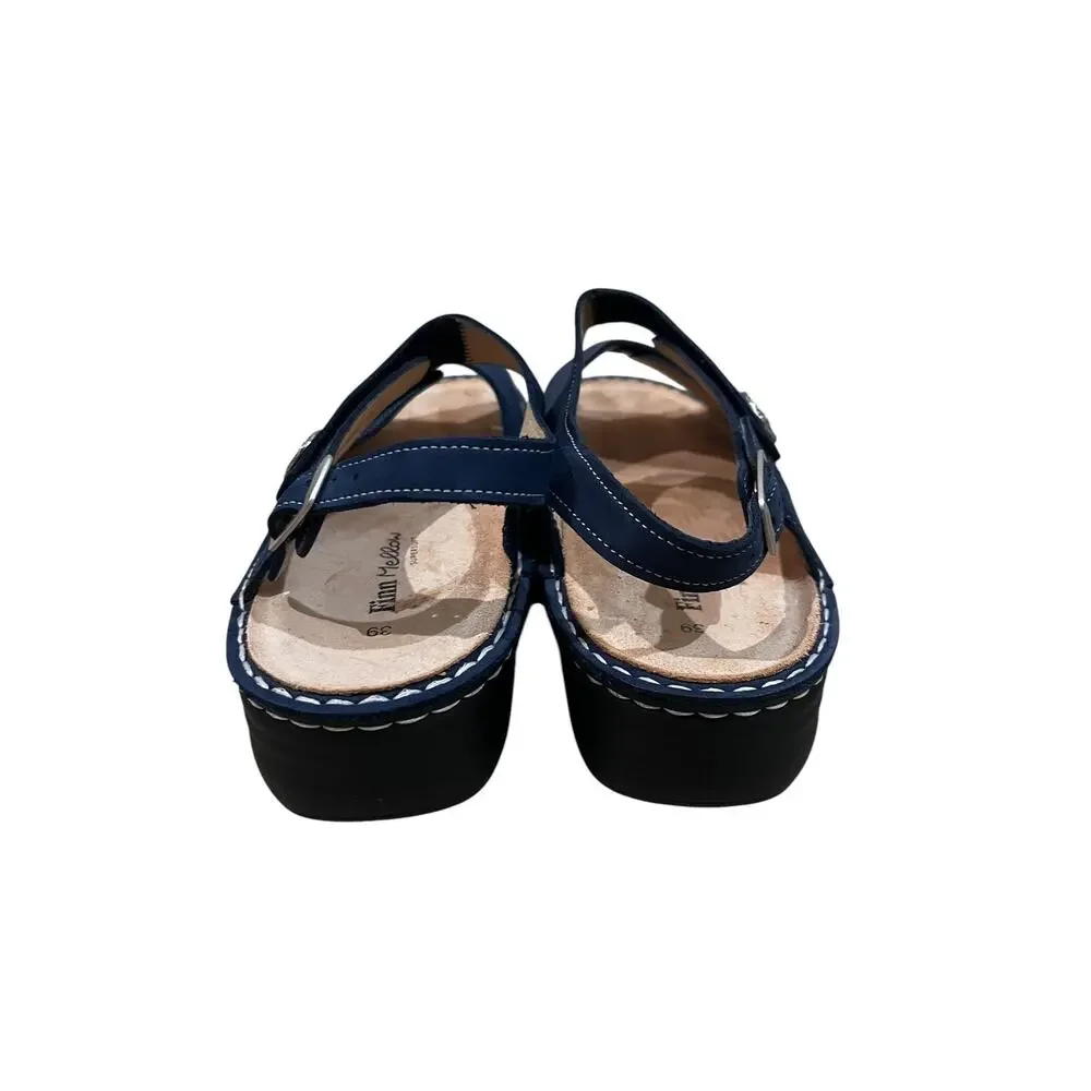 Finn Comfort Finn Mellow Sandals Womens Size EU 39/8.5 Blue Nubuck Wedge